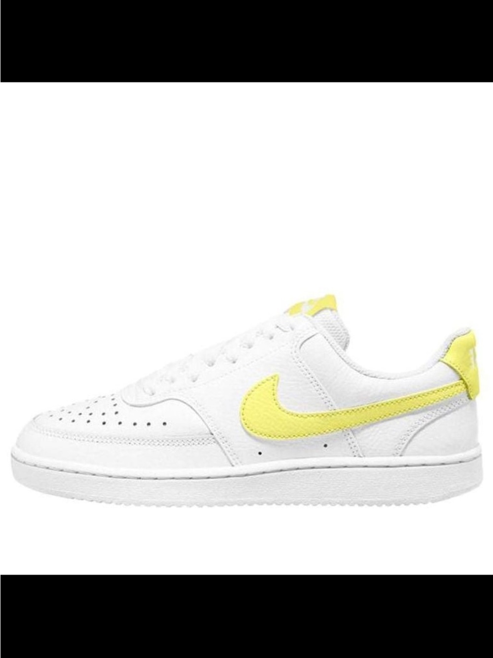 Nike Women’s White Leather Sneakers with Yellow Swoosh